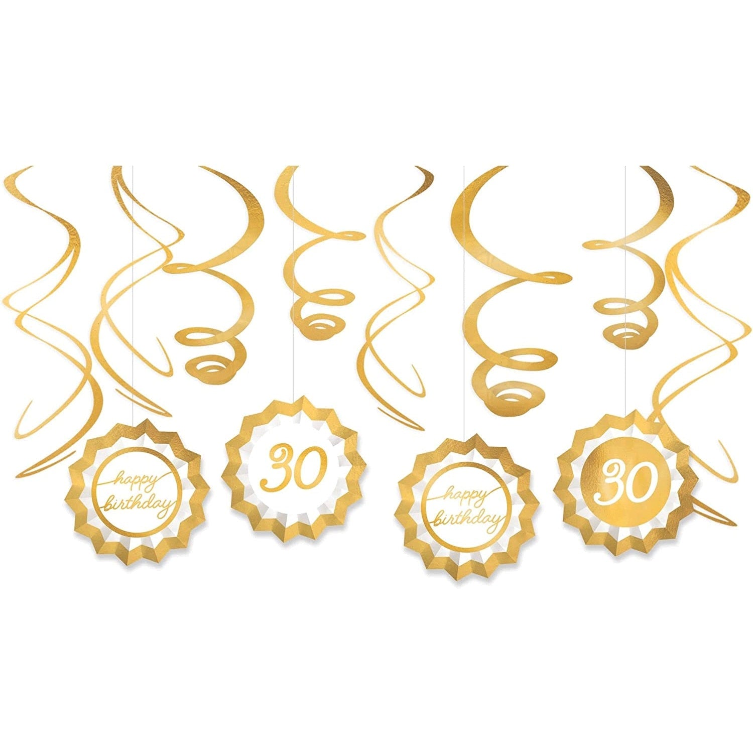 30th Golden Age Birthday Fan & Swirl Decorating Kit