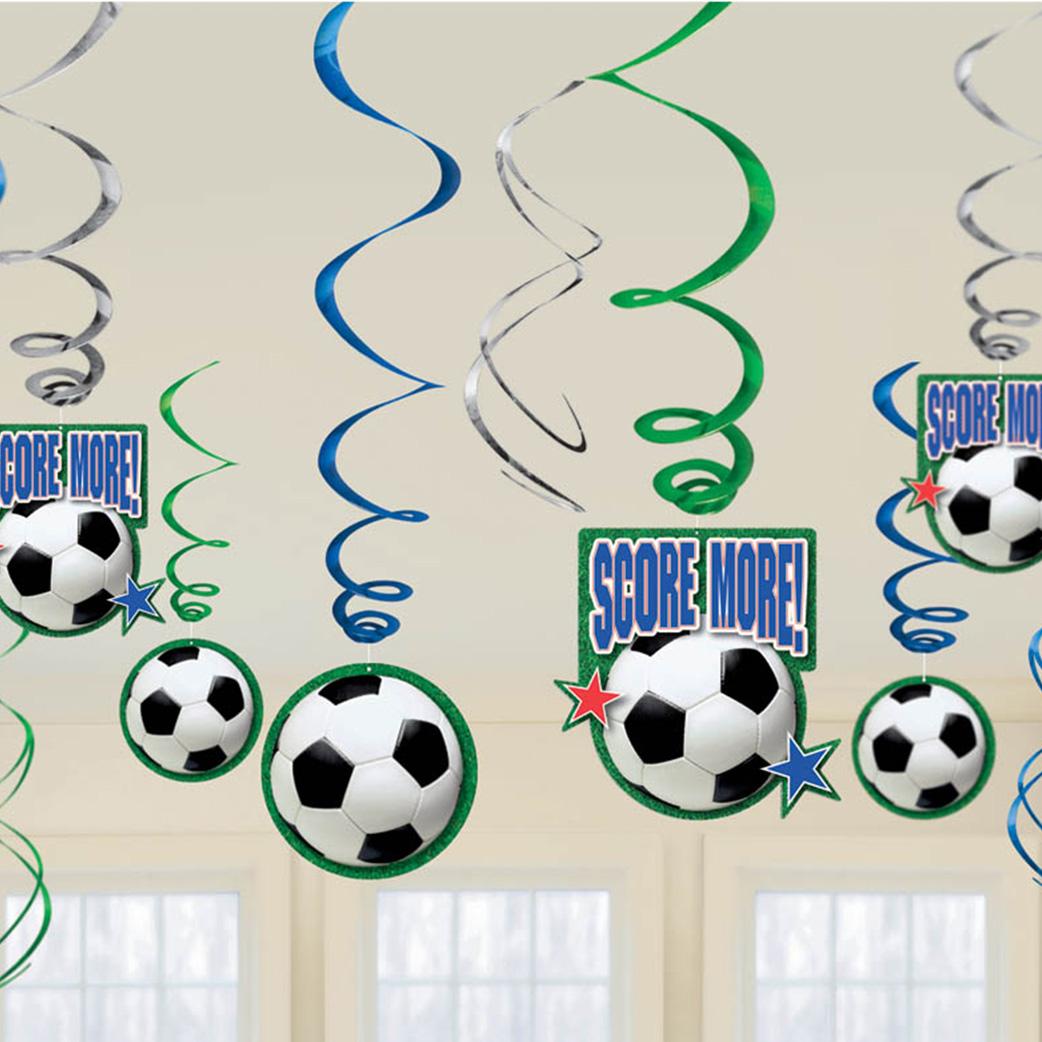 Soccer Swirl Decorations 12pcs Decorations - Party Centre