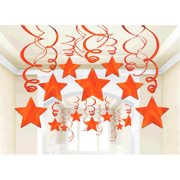 Orange Peel Shooting Stars Swirl Decorations 30pcs Decorations - Party Centre