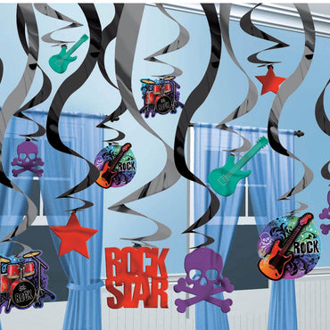 Hanging Swirl Decorations Rock Star Decorations - Party Centre