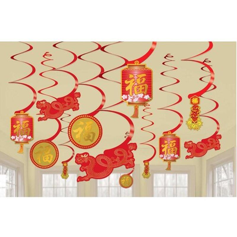 Chines New Year Swirl Decoration 12pcs Decorations - Party Centre