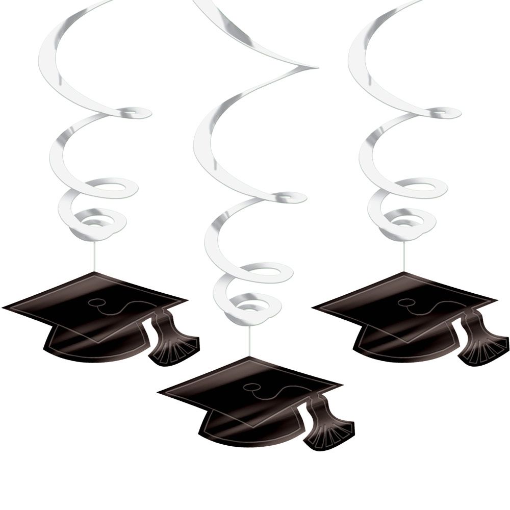 Grad Silver and Black Swirl Hanging Decoration 30pcs Decorations - Party Centre