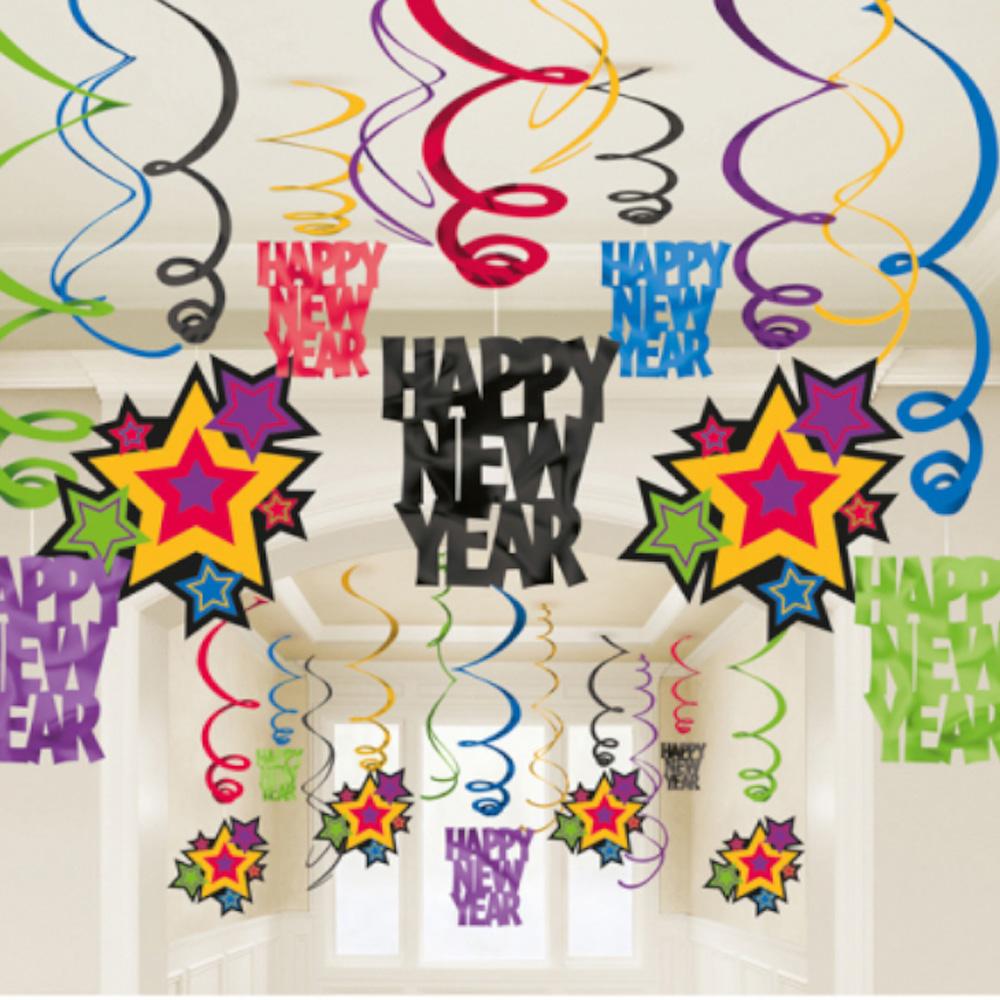 New Year's Jewel Tones Swirl Decorations 30pcs Decorations - Party Centre
