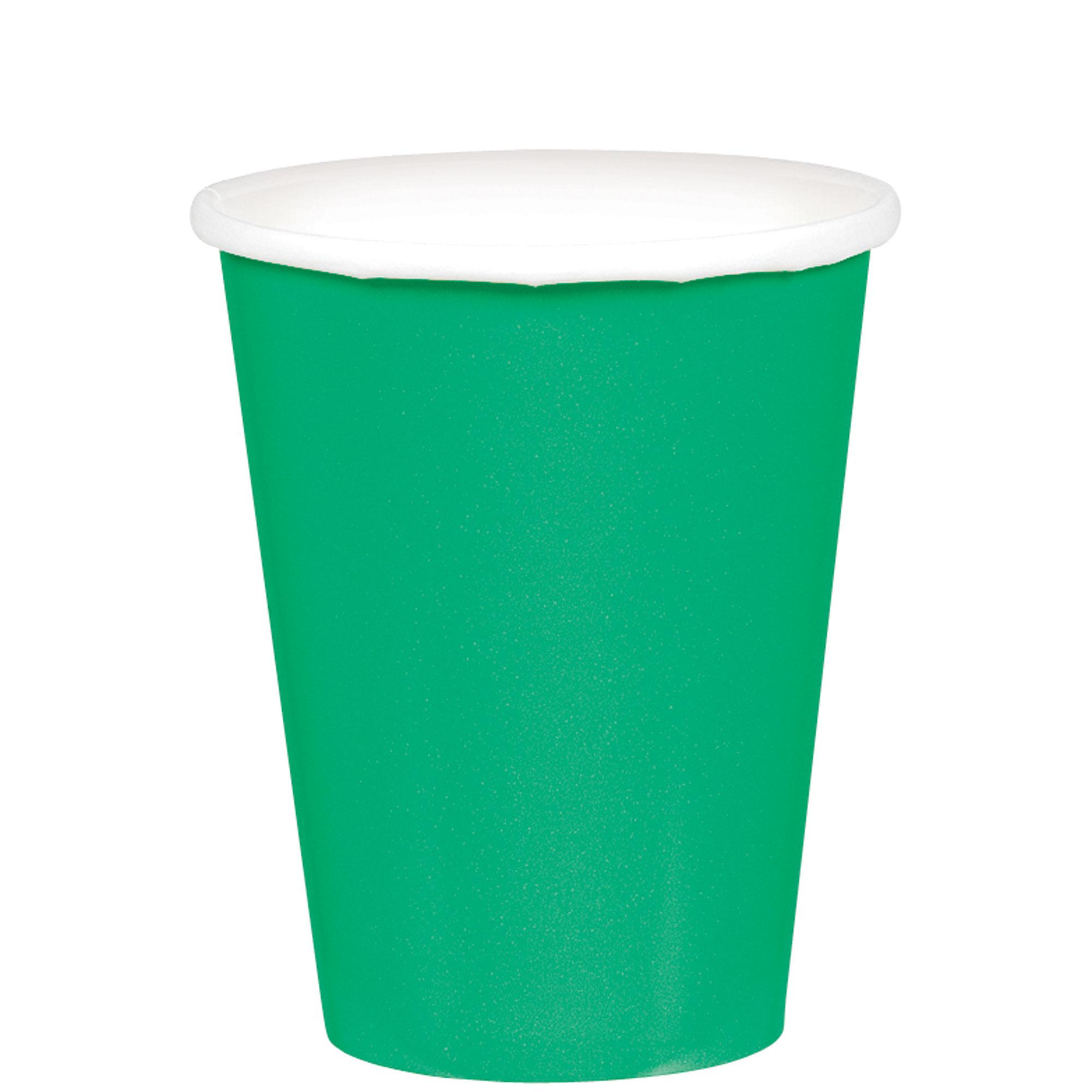 Festive Green Party Paper Cups 9oz 20pcs Solid Tableware - Party Centre