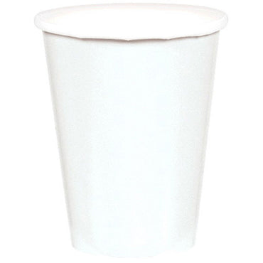 Frosty White Party Paper Cups 9oz, 20pcs Solid Tableware - Party Centre
