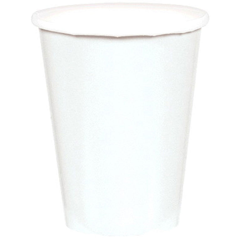 Frosty White Party Paper Cups 9oz, 20pcs Solid Tableware - Party Centre