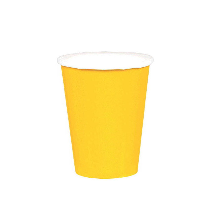 Yellow Sunshine Party Paper Cups 9oz 20pcs Solid Tableware - Party Centre