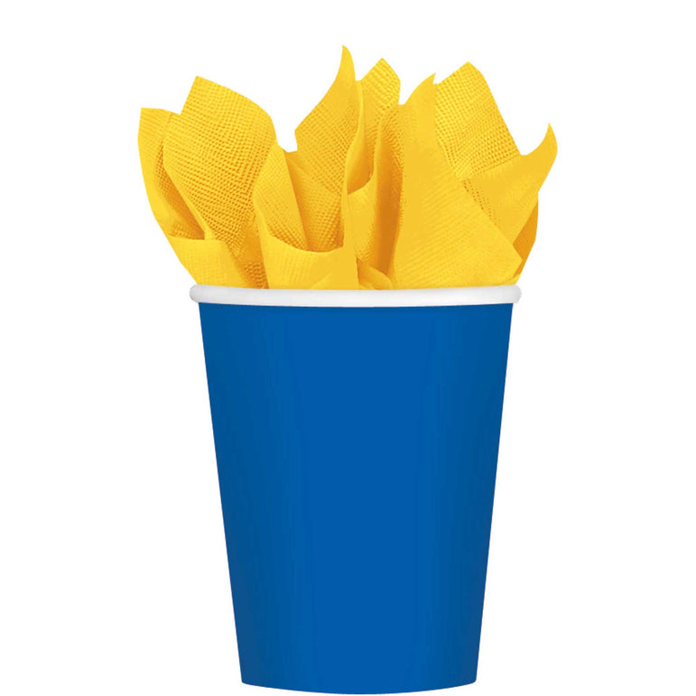 Bright Royal Blue Party Paper Cups 9oz 20pcs Solid Tableware - Party Centre