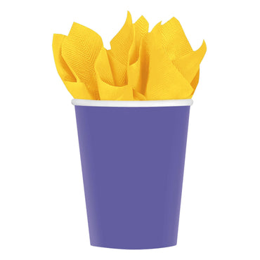 New Purple Party Paper Cups 9oz 20pcs Solid Tableware - Party Centre