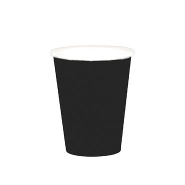 Jet Black Party Paper Cups 9oz 20pcs Solid Tableware - Party Centre