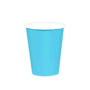 Caribbean Blue Paper Cups 9oz 20pcs Solid Tableware - Party Centre