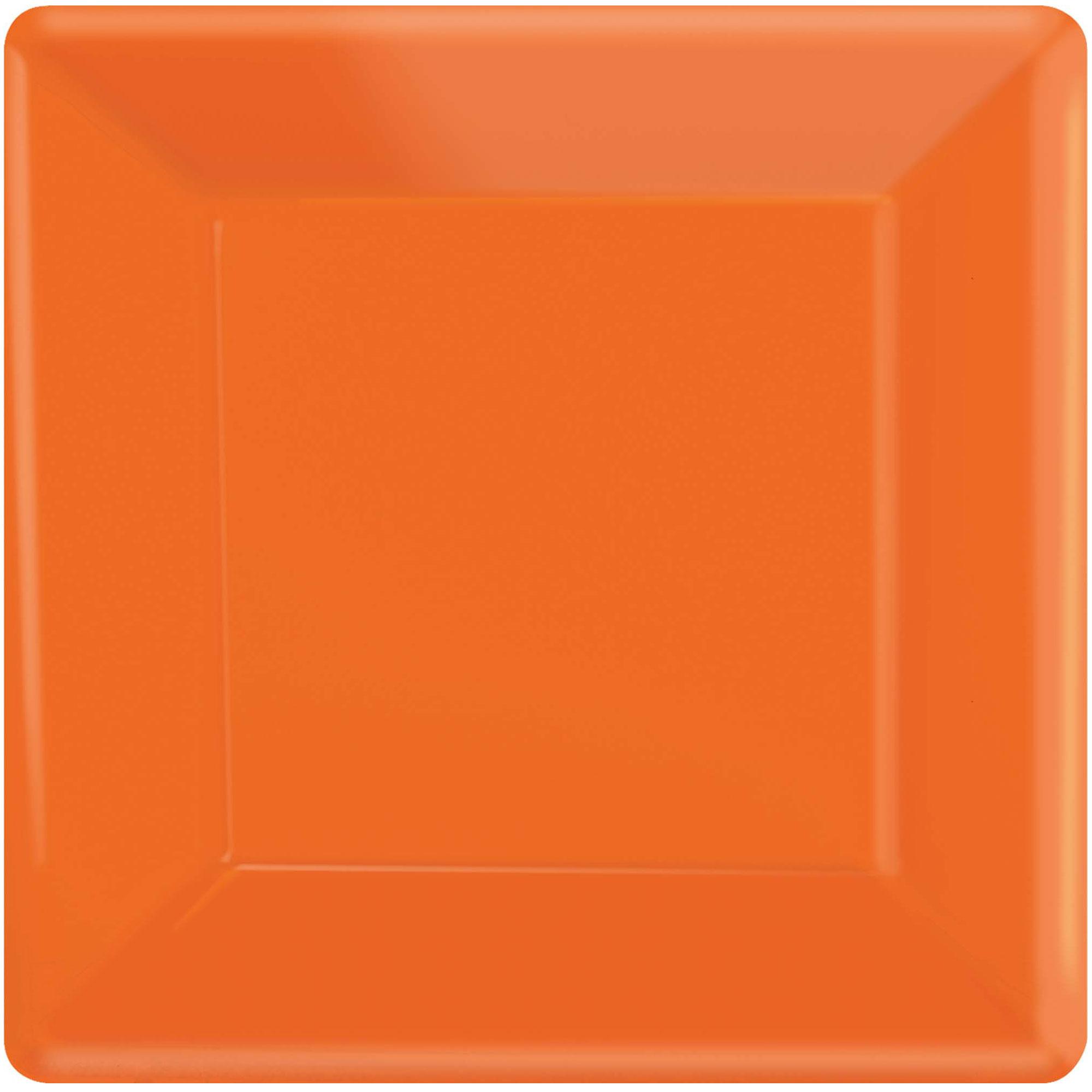 Orange Square Paper Plates 10in, 20pcs Solid Tableware - Party Centre