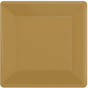 Gold Square Paper Plates 10in, 20pcs Solid Tableware - Party Centre