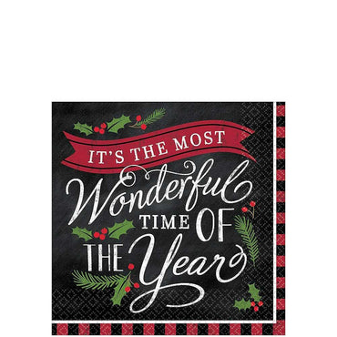 Most Wonderful Time Beverage Tissue 36pcs Printed Tableware - Party Centre