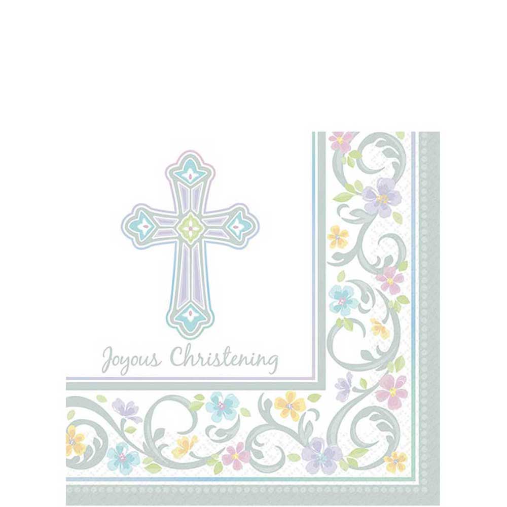 Blessed Day Christening Beverage Tissues 36pcs Printed Tableware - Party Centre