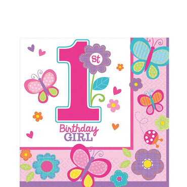 Sweet 1st Birthday Girl Lunch Tissues 36pcs