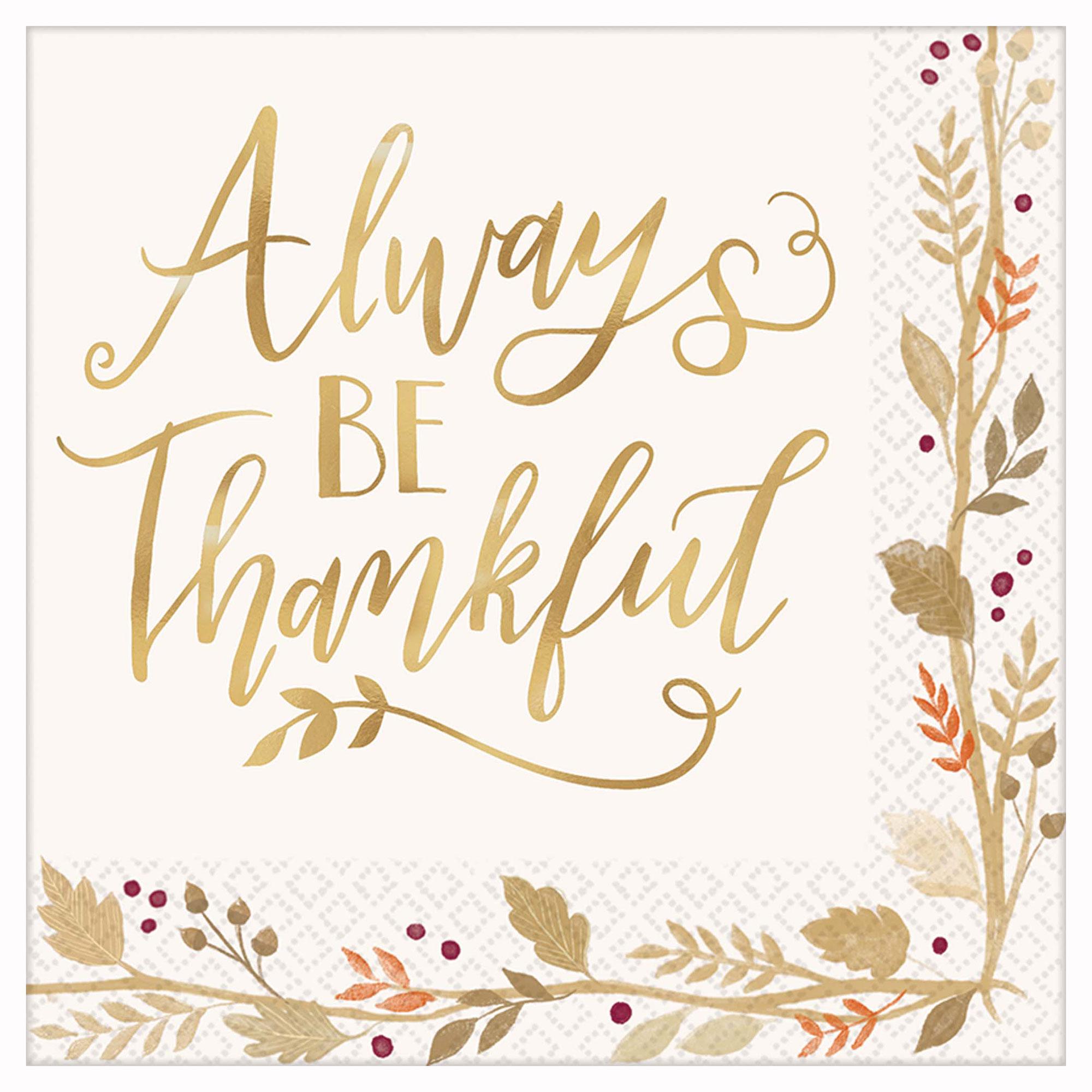 Always Be Thankful Lunch Tissues 36pcs Printed Tableware - Party Centre