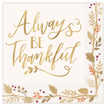 Always Be Thankful Lunch Tissues 36pcs Printed Tableware - Party Centre