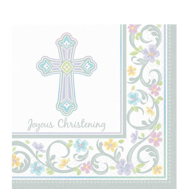 Blessed Day Christening Lunch Tissues 36pcs Printed Tableware - Party Centre