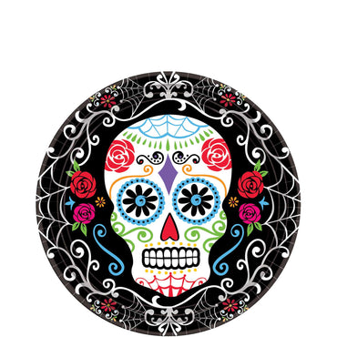 Day Of The Dead Paper Plates 9in, 18pcs Printed Tableware - Party Centre