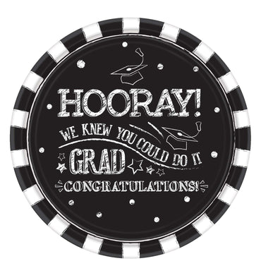 Hooray Grad Paper Plates 10.50in, 18pcs