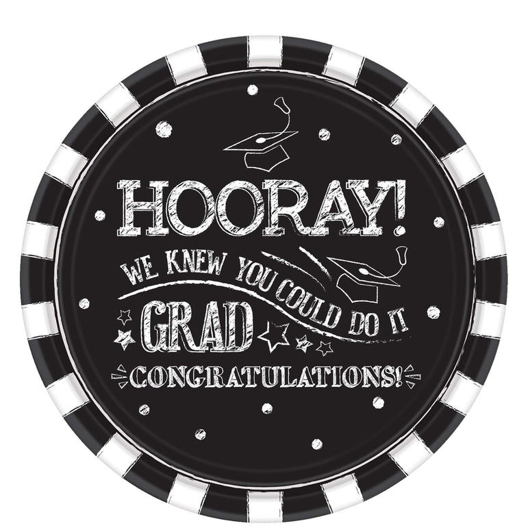 Hooray Grad Paper Plates 10.50in, 18pcs