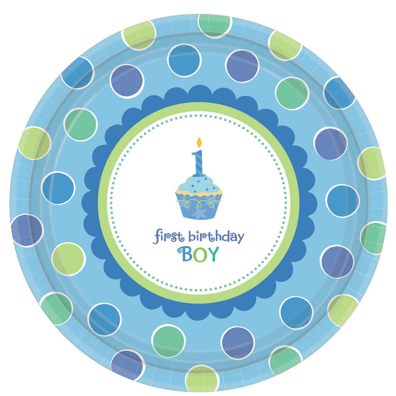 Sweet Little Cupcake Boy Plates 10.5in, 18pcs