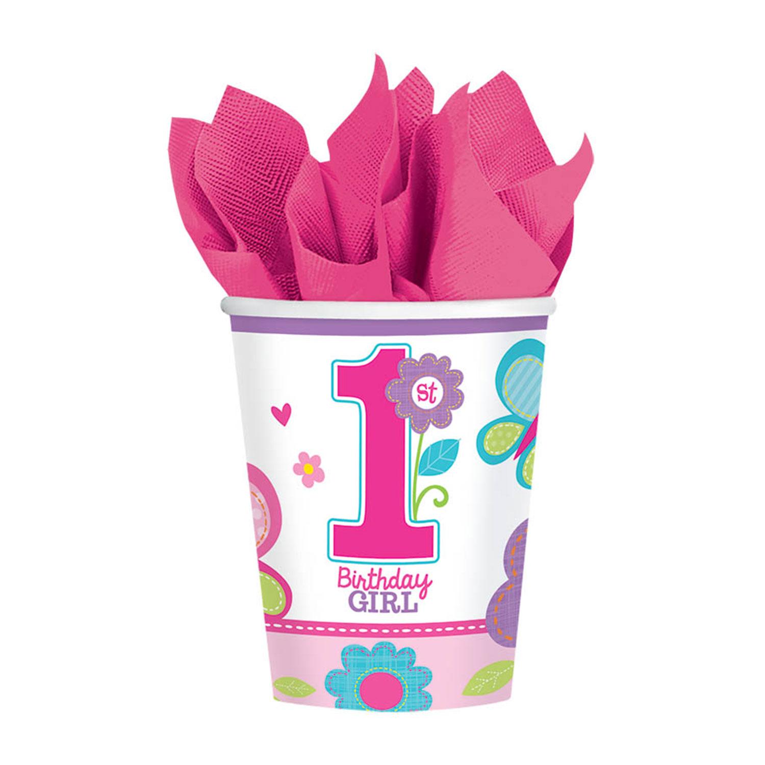 Sweet Birthday Girl Paper Cups 9oz, 18pcs