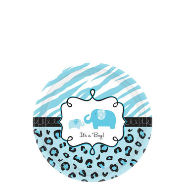 Sweet Safari Boy Baby Shower Plates 7in, 18pcs Printed Tableware - Party Centre
