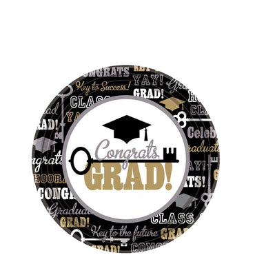 Key To Success Paper Plates 7in, 60pcs Printed Tableware - Party Centre