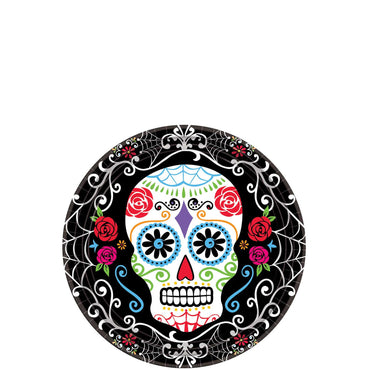 Day Of The Dead Paper Plates 7in, 18pcs Printed Tableware - Party Centre