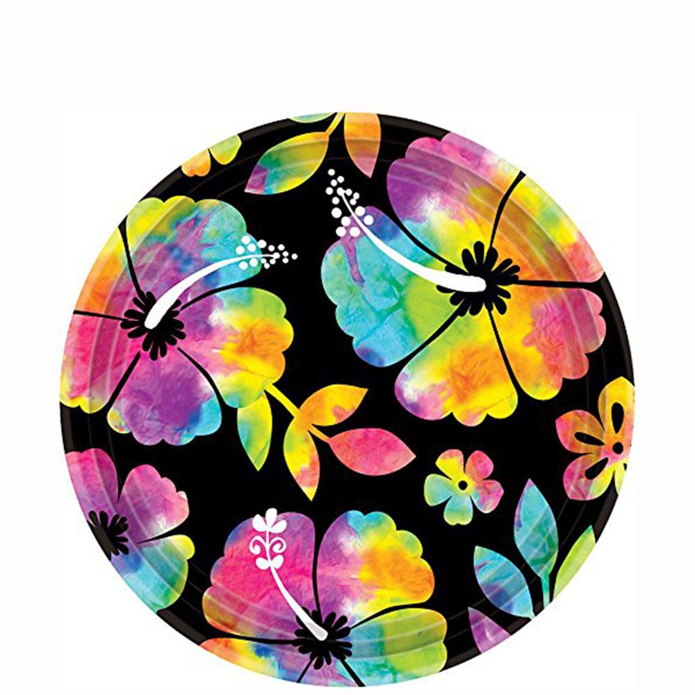 Neon Paradise Paper Plates 7in, 18pcs Printed Tableware - Party Centre
