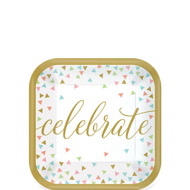 Confetti Fun Paper Plates 7in, 18pcs Printed Tableware - Party Centre