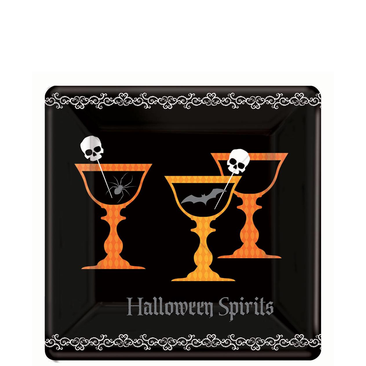 Halloween Spirits Square Plates 18pcs Printed Tableware - Party Centre