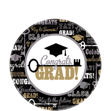 Key To Success Paper Plates 9in, 60pcs Printed Tableware - Party Centre