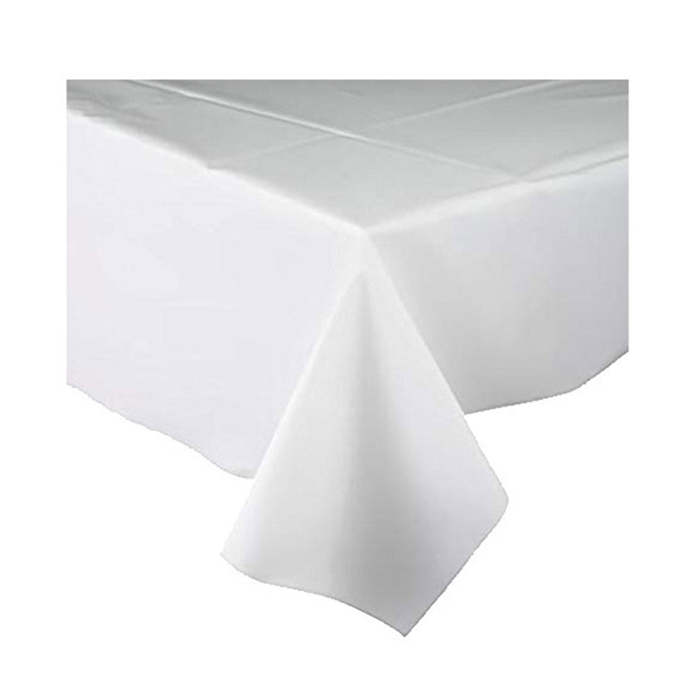 Frosty White Plastic Table Cover 54 x 108in Solid Tableware - Party Centre