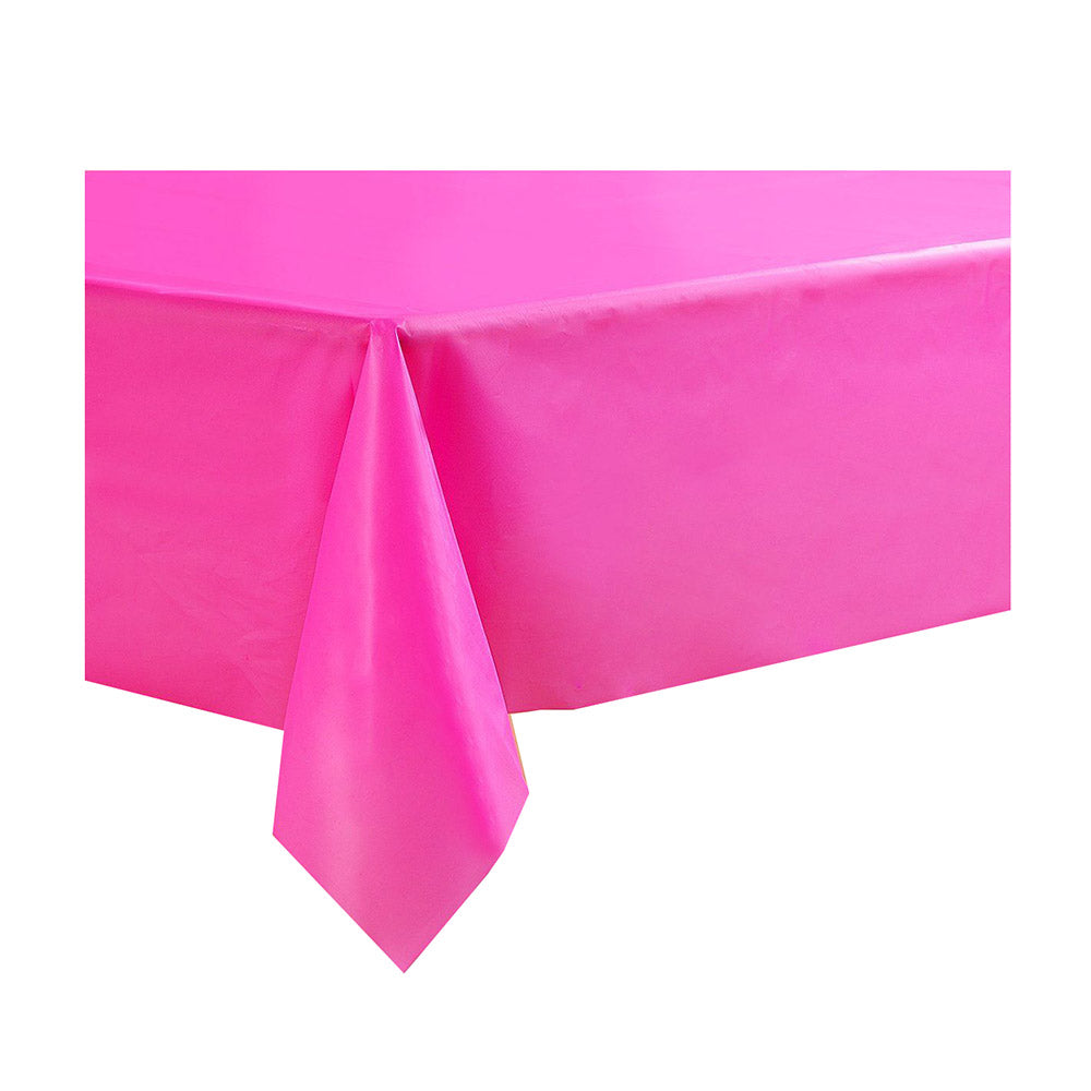 Bright Pink Plastic Table Cover Solid Tableware - Party Centre