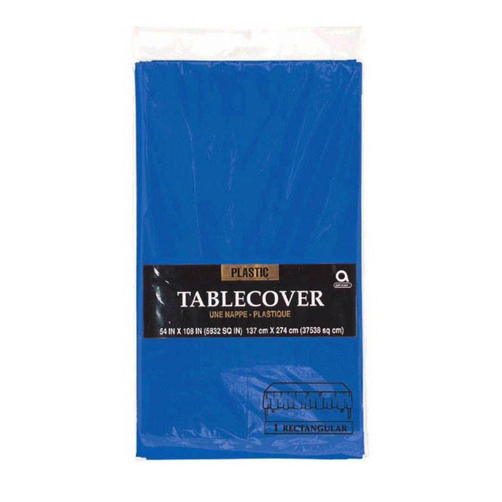 Plastic Tablecover Bright Royal Blue 54in x 108in Solid Tableware - Party Centre