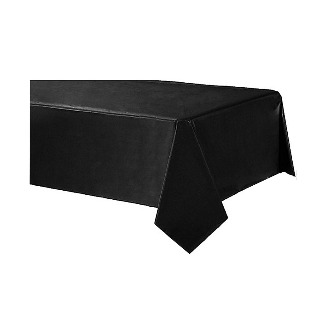 Jet Black Plastic Table Cover 54 x 108in Solid Tableware - Party Centre