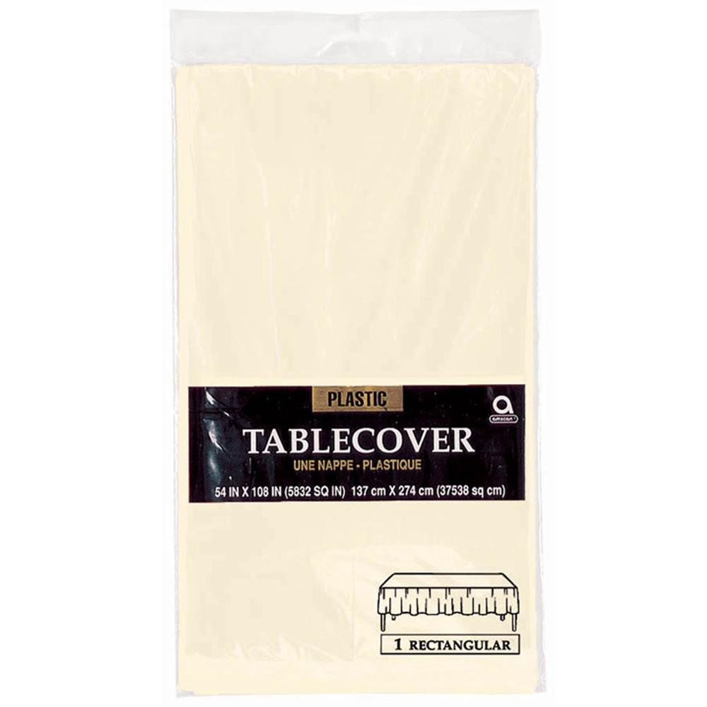 Vanilla Creme Plastic Table Cover 54 x 108in Solid Tableware - Party Centre