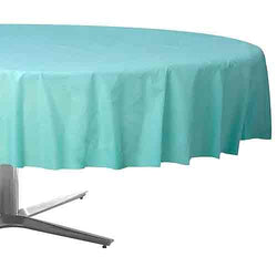 Robin's Egg Blue Round Plastic Tablecover 84in