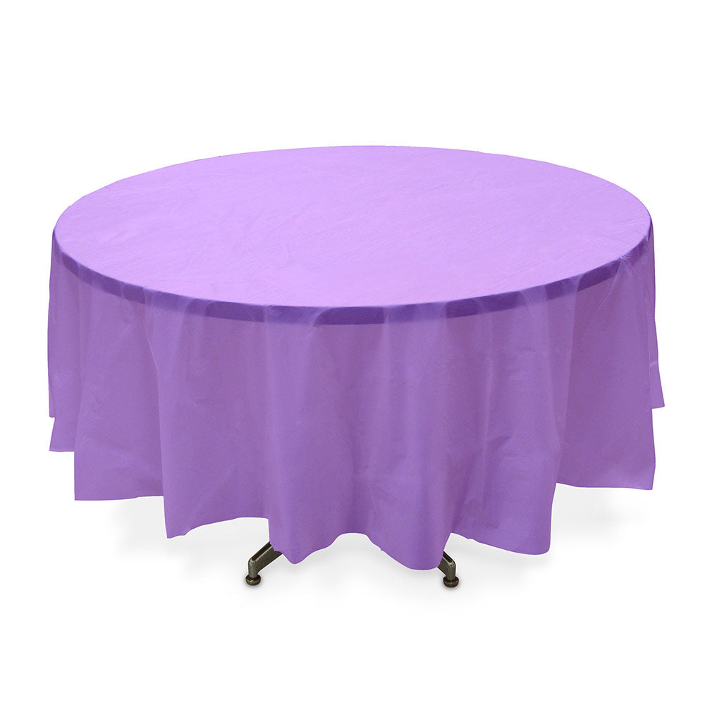 Round Lavender Plastic Tablecover Solid Tableware - Party Centre