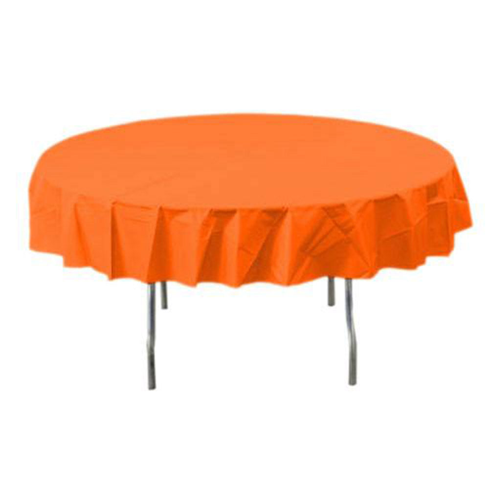 Orange Peel Round Plastic Table Cover 84in Solid Tableware - Party Centre