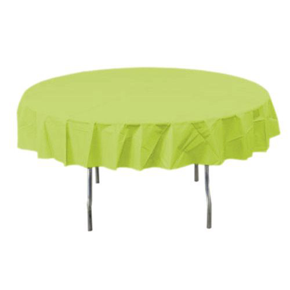 Kiwi Round Plastic Table Cover 84in Solid Tableware - Party Centre
