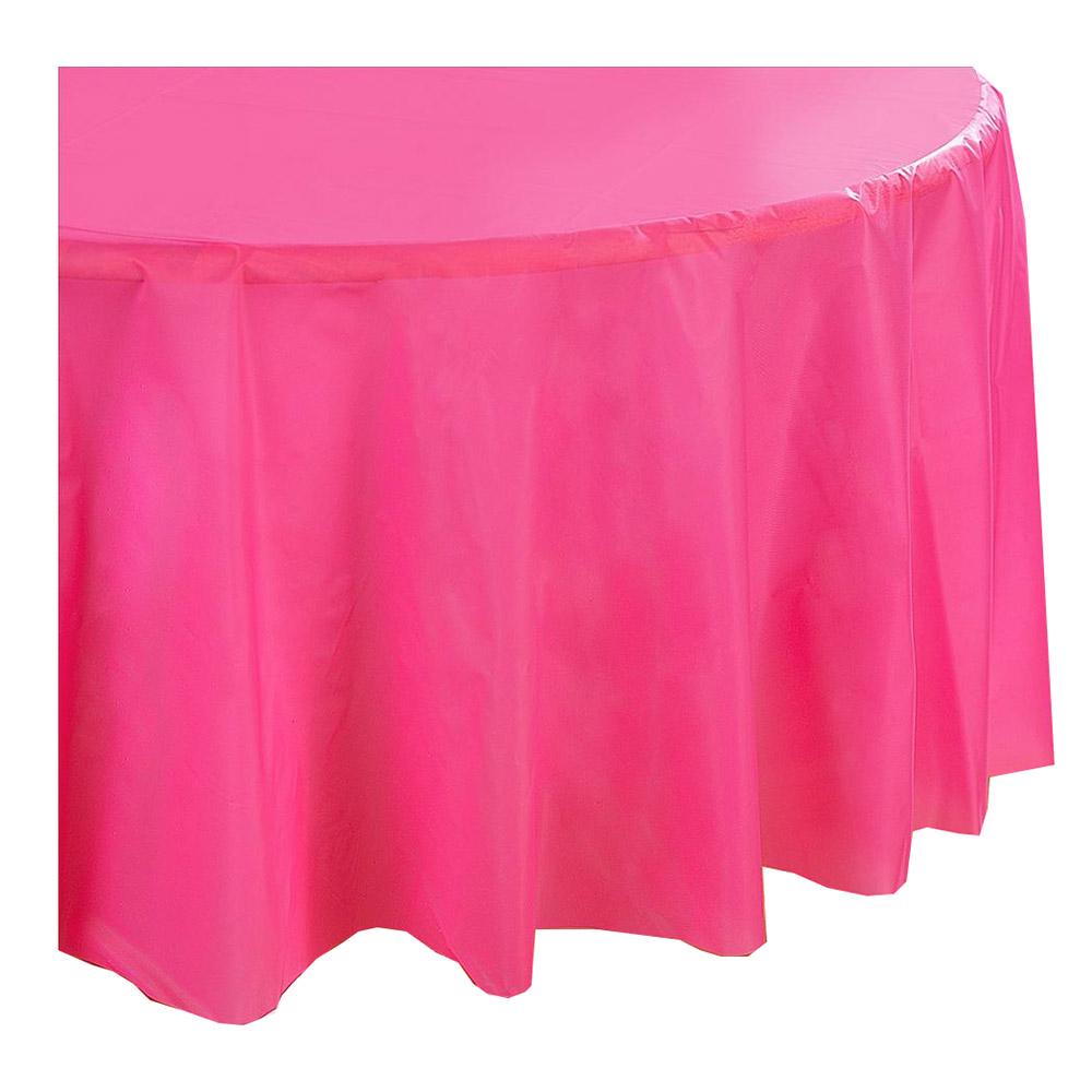 Magenta Round Plastic Table Cover 84in Solid Tableware - Party Centre