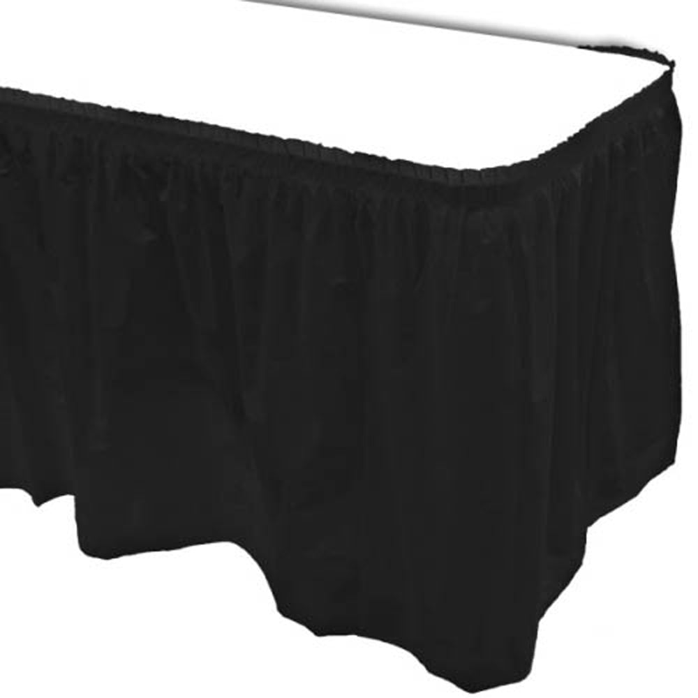 Plastic Table Skirt Jet Black 14ft x 29in Solid Tableware - Party Centre