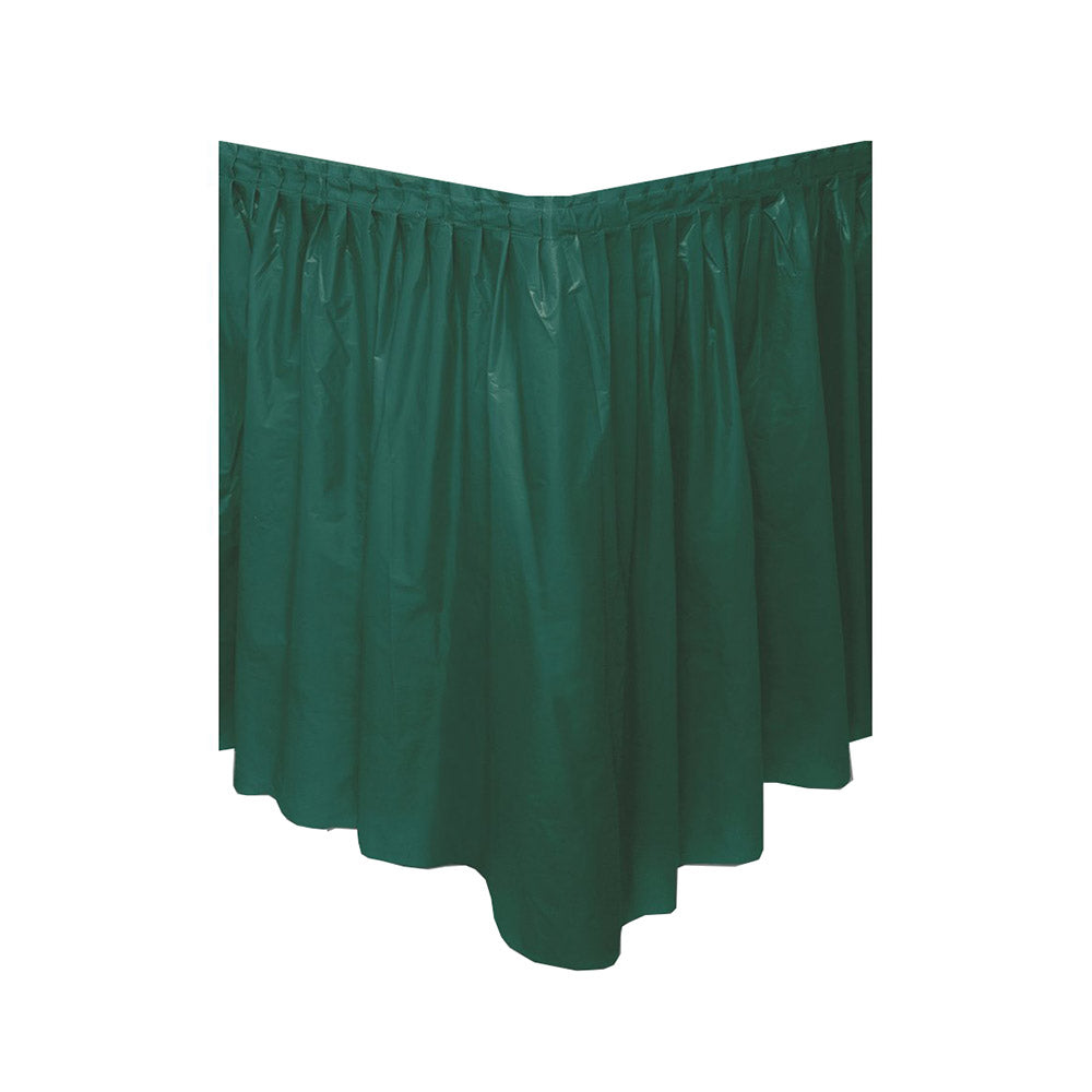 Forest Green Plastic Table Skirt 14ft x 29in Solid Tableware - Party Centre