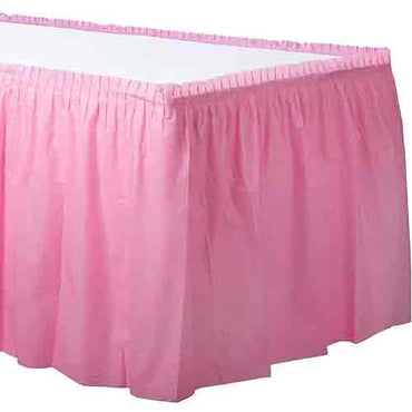 New Pink Plastic Table Skirt