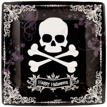 Midnight Dreary Square Plates 10.25in, 18pcs Printed Tableware - Party Centre