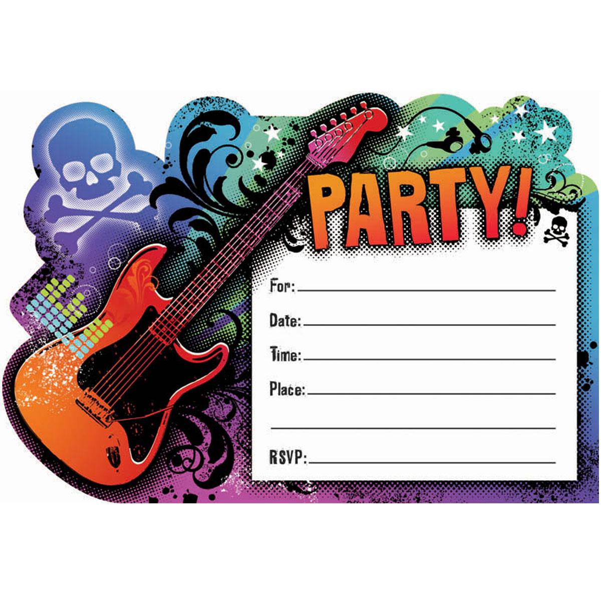 Rock Star Postcard Invitations 20pcs Party Accessories - Party Centre
